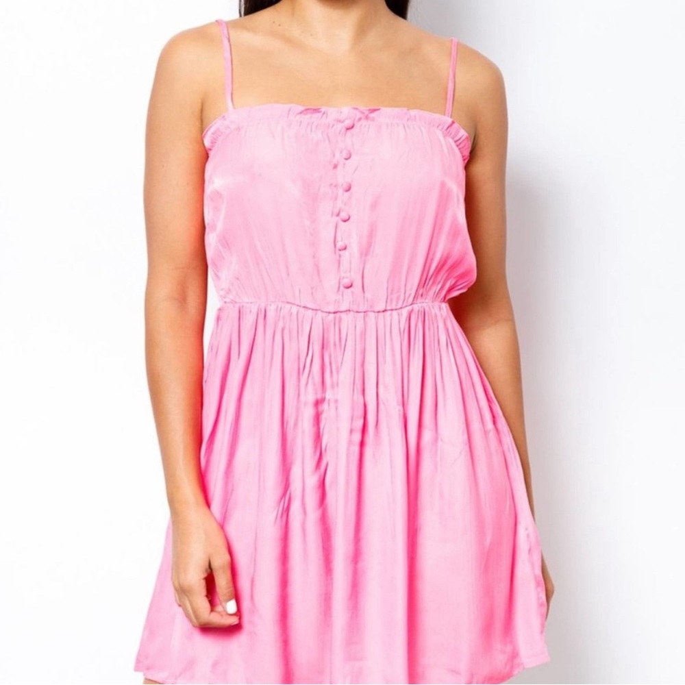 NWT• Neon Pink • Button detail • Mini Dress